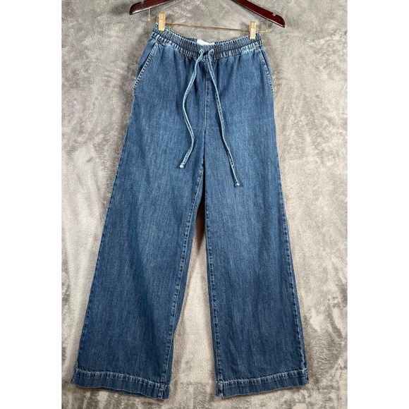 Boden Pants - Boden Pull On Denim Pants Trousers Womens Sz 0 24x30 Wide Leg Drawstring